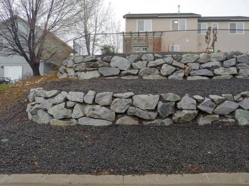 Retaining wall landscaping project in Spokane
