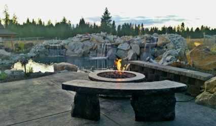 Nature-scape pool and rock landscaping built by Custom Creations Landscape